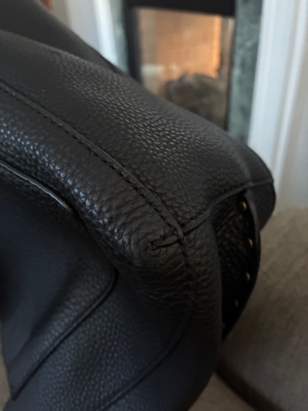 Rebecca Minkoff Black Pebbled Leather Shoulder Bag with Brass Hardware MSRP $378 - Picture 8 of 16